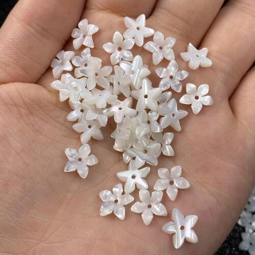 5pcs Fashion Natural White Shell Beads Flower Shape Accessories for Diy Women Earring Jewelry Making Size 10mm