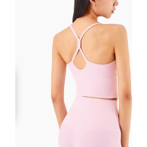 Yoga Bra Summer Corset Sports Underwear High Elastic Fitness Top Padded Halter Gym Naked Feeling Running Women Beauty Back