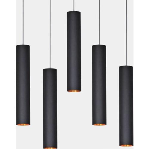 Dimmable Cylinder LED Pendant Lights Long Tube Lamps Dining Room Shop Bar Decoration Cord Pendant Lamp Background Wall Lighting