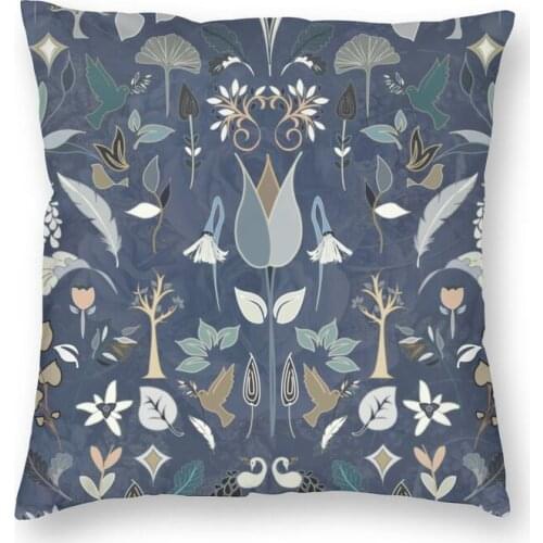 William Morris Art Victorian Embroidery Style Pattern Throw Pillow Cover Home Decorative Square Cushion Cover 40x40cm for Sofa
