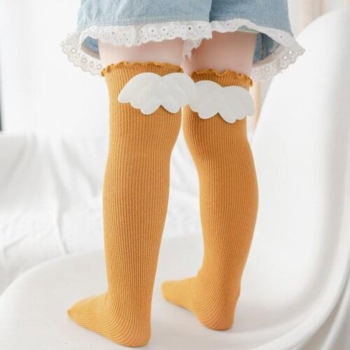 Kids Baby Boy Girl Long Socks Casual Cute Angle Wings Cotton Stockings Children Girls Elastic Over The Knee Stockings Wholesale