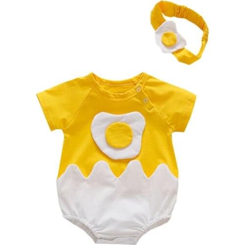 Infant Toddler Boys Girls Romper Short Sleeve One Piece Triangle Jumpsuit Fried Egg Costume Brother Sisters Costume Outfits Set