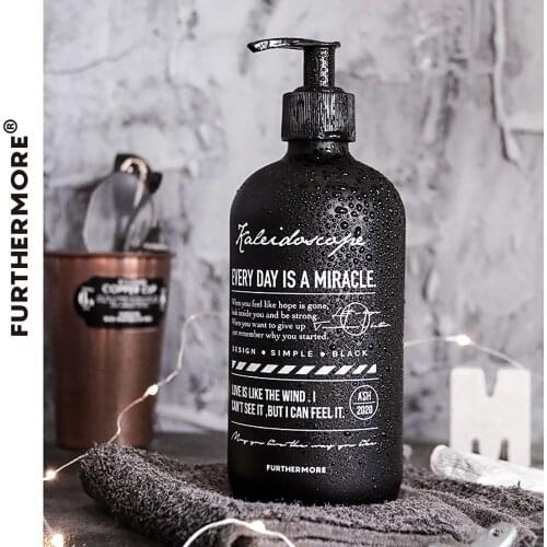 500ml Liquid Soap Dispenser Black Glass Bottle Shower Soap Dispenser Shampoo Jar Soap Pump Bottle Dispenser Bathroom Accessories