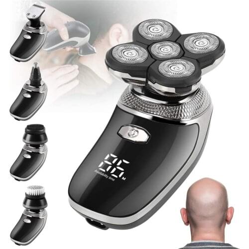 Electric Shavers for Men Bald Head,Razors Shaving 5-in-1 5D haircut USB Rechargeable LED Cordless,Rotary Shaver Grooming Kit