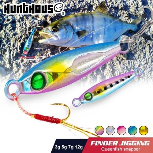 Hunthouse fishing lure metal jig micro jig slow jigging lure fall lead 3g 5g 7g 12g origin hook for aji fish jack eye finder