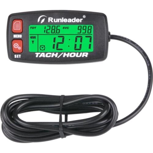 Inductive Tachometer Gauge Alert RPM Engine HM032B Hour Meter Backlit Resettable Tacho hour meters for Motorcycle ATV Lawn Mower