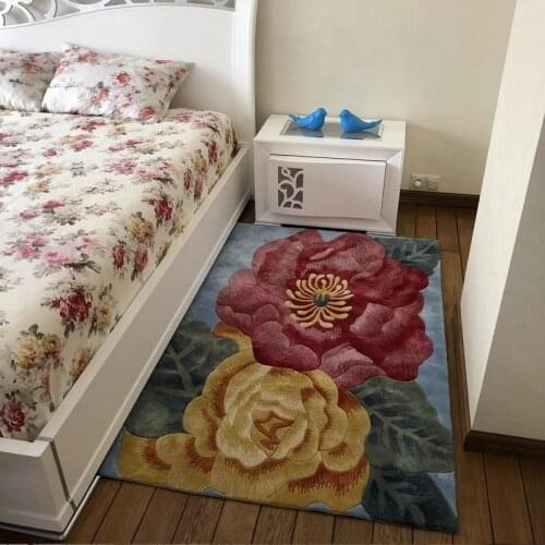 Pure Wool Ingredient European Carpets Bedside Carved Carpet For Hallway Bedroom Living Room Aisle Bedside 100% Wool Carpets