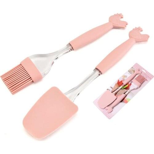 Cake Baking Tools Silicone Brush Cream Spatula Two-Piece Kitchen Cake Baking Barbecue Tools