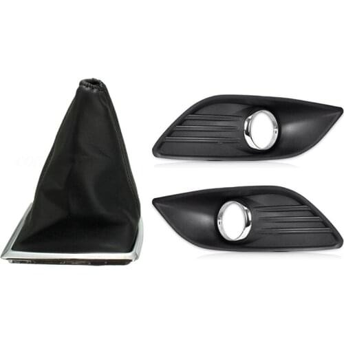PU Leather Gear Gaiter Boot Knob Cover Handbrake with Car Right & Left Bumper Fog Light Ventilation Grille Lampshade
