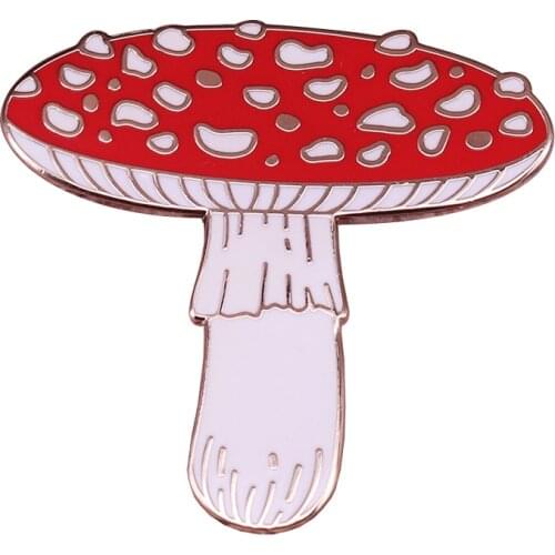 Red Toadstool Mushroom Enamel Pin Brooch Cartoon Forest Natural Fungus Badge Accessories Unique Decor