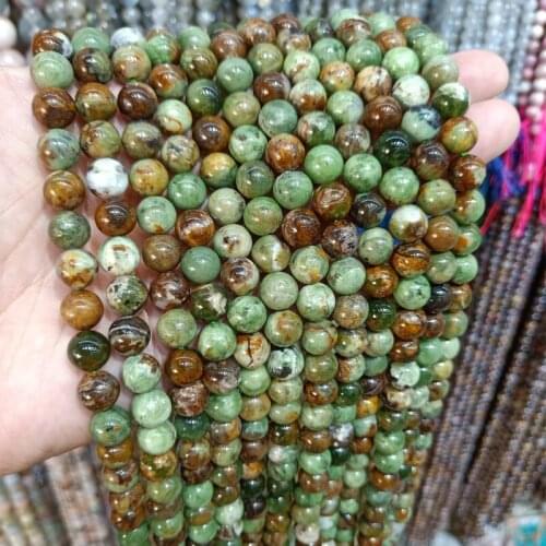 Genuine Natural Green Opal Stone Beads 6/8/10/12mm Round Loose Stone Beads For Jewelry Making DIY Bracelet Necklace Strand 15
