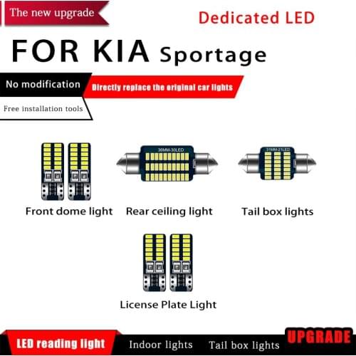 6 Pcs/set Car White Interior Reading LED Light Bulbs Package 31mm 36mm 12V For Kia Sportage Auto Map Dome License Light Styling