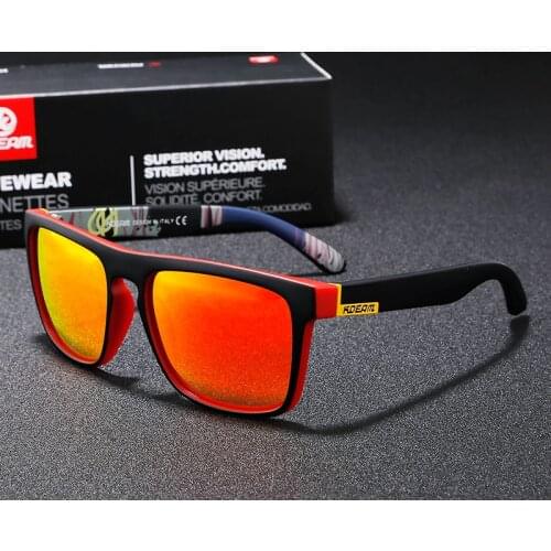 KDEAM Summer Sunglasses Men Sport Polarized Sun Glasses Women Mirror Green lens Square Frame UV400 With Original Case KD156