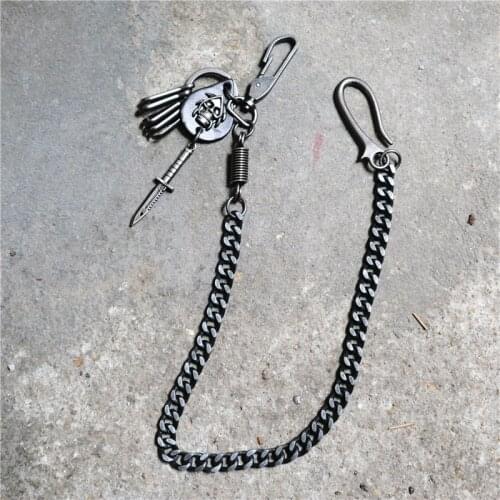 Hip Hop Gothic Style Mens Skeleton Black Waist Accessories Wallet Chain Biker Trucker Keychain Punk Wide Heavy Jeans Chain BL18