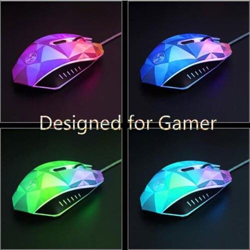 Max 3200DPI Wired Mouse Gaming Mouse 7 Color Breathing LED Light Diamond Professional Computer Mice For PC Laptops Accessories