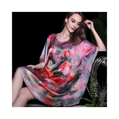 19MM 100% Mulberry Silk Nightgowns For Women sleepwear Silk Night Dress Long Nighty Real Plus Size Ladies Silk Pajamas 100kg