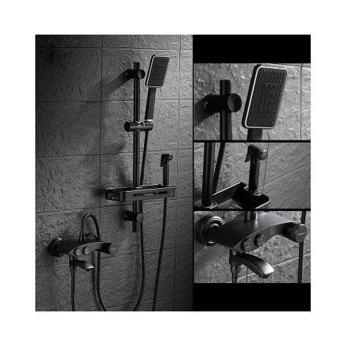 New arrival wall-mounted shower mixer water mixing valve bathroom black copper shower set with hand shower