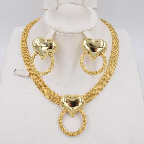 NEW High Quality Ltaly 750 Gold color Jewelry Set For Women african beads fashion necklace set earring jewelry