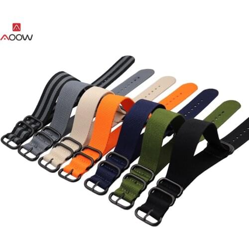 Nylon NATO Watchband Heavy Duty Nylon Canvas Strap Striped Fashion Replacement Watch Band Top Quality 18mm 20mm 22mm 24mm