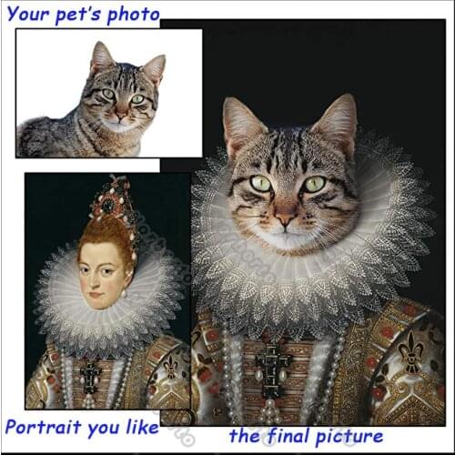 Retro and Nostalgic Canvas Painting Custom Pet Portrait Poster and Print Creative Animals Poster for Home Rooms Wall Decoration