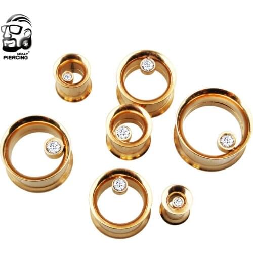 2PCS Crystal Zircon Ear Plug Tunnel Earring Cartilage Expanders Piercings Ear Stretchers Gauges Expander Body Jewelry Piercings