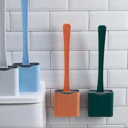 Toilet Brush With Toilet Brush Holder Creative Long Handle Wall-mounted Brushes For Toilet Floor Bathroom No Dead Ends Cleaning