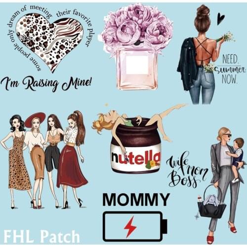 Fashion Women Stickers for Dress DIY Patches For Clorhing stickers Badge Iron On Heat Transfers Dresses Patch Applique T shirt