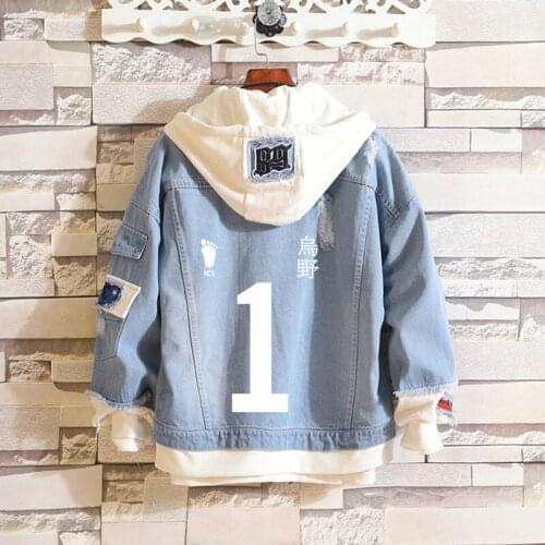 Anime Haikyuu Printing Jeans Hoodies Shoyo Hinata Hooded Hoodie Sweatshirt Yu Nishinoya Casuanl Oversized Coat Top Clothes