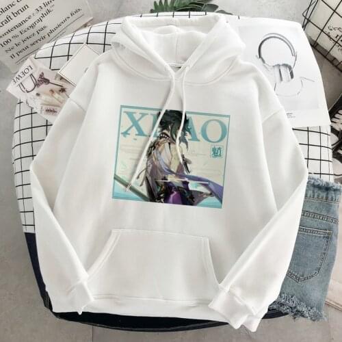 Hot Game Genshin Impact XIAO Print Unisex Oversized Sweatshirt Women Loose Hooded Unisex Winter Pullover Harajuku Hip Hop Tops