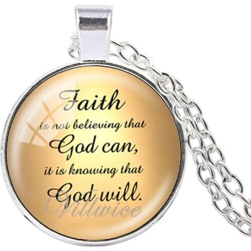 Faith is not believing that god can it is knowing that god will bible verse necklace scripture quote jewelry christian gift