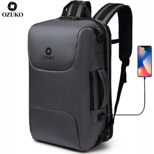 OZUKO High Capacity Men Anti Theft 15.6 inch Laptop Backpack Male USB Charging Waterproof Bag Business Casual Travel Mochila Big