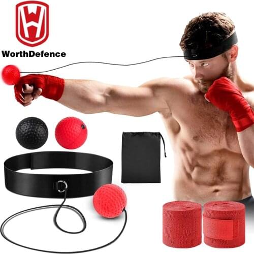 Worthdefence Kick Boxing Reflex Ball Head Band Fighting Speed Training Punch Balls Muay Tai MMA Exercise Equipment Accessories