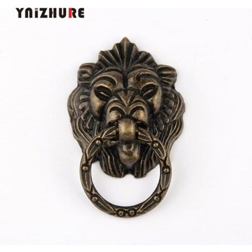YINZHURE 1pc Antique Alloy Handle Furniture Handles Beast for Lion Head Wardrobe Drawer Door Pull Retro Decoration