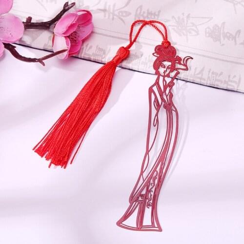 Character Pattern Bookmark Stainless Steel Metal Hollow Bookmarks Cultural Creative Gift Tassel Pendant Book Clip Stationery