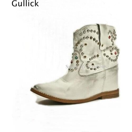 Real Photo High Quality White Ankle Boots Crystal Flower Boots Thick Heel Jeweled Embroidery Hot Selling For Women 2018