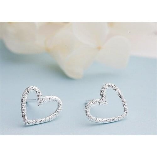 925 Sterling Silver Cute Heart Stud Earrings For Women Party Pendientes Brincos Prevent allergy Jewelry eh650