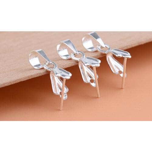 10PCS S925 sterling silver jewelry accessories, with pin melon seed buckle, pendant clip, handmade DIY pendant buckle