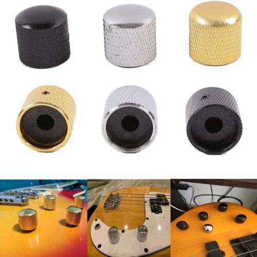 4Pcs Metal Electric Bass Guitar Volume Tone Control Knobs Dome Knobs+Wrench Suitable for LP, JB,TL Guitars Parts & Accessories
