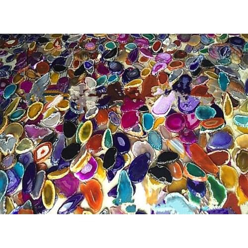 7pcs Seven color rainbow Spot Brazil natural agate crystal raw stone cup-mat landscape film manufacturers direct