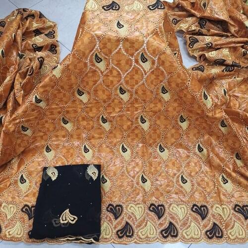 Bazin Riche Fabric For Women 100% Cotton African Basin Jacquard Brocade Material Basin Riche Fabric With Nigerian Scarf 7Yards