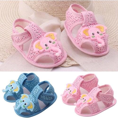 Baby Girl Boy Summer Cartoon Elephant Pattern Soft Comfortable without Rubbing You Our Feet Sole Shoes Toddler Sandals