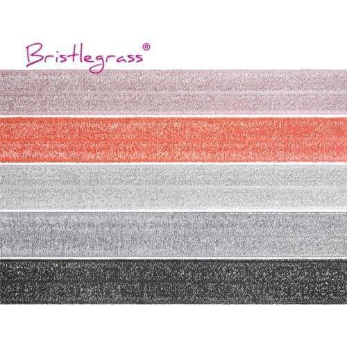 BRISTLEGRASS 5 Yard 3/4" 20mm Silver Glitter FOE Fold Over Elastics Spandex Bands Tape Wrist Hair Tie Headband Dress Sewing Trim