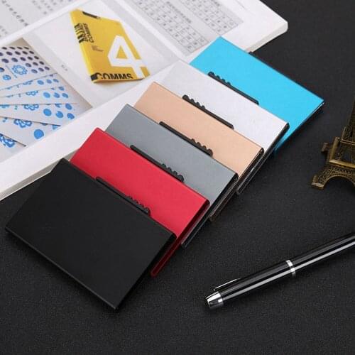 1 Piece Metal Card Pocket ID Card Holder Rfid Blocking Mini Slim Aluminium Wallet Automatic Pop up Credit Card Case Protector