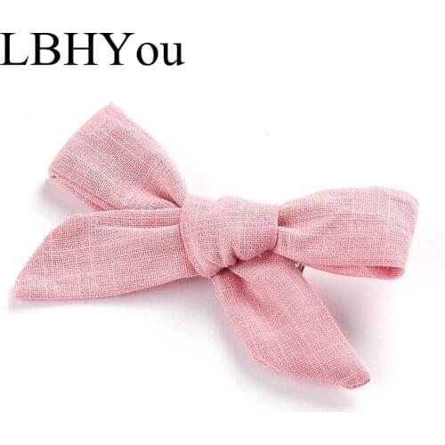 1pcs Kids Girls Hair Clips Hand Tie Cotton Linen Girls Hairpins One Size Bow Knots Hair Barrettes Toddler Baby Hair Accessories