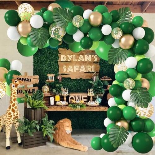Jungle Safari Theme Green Balloon Garland Latex Baloons Arch Kit Wedding Birthday Party Decor Kids Baby Shower Balloon Suppiles
