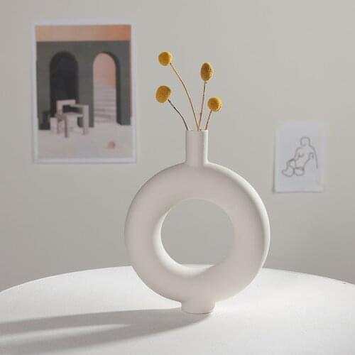 Geometric Art Vase Ceramic Vase Home Decor Flower Vase Decor White Vases Living Room Decor Plant Pots Decorative