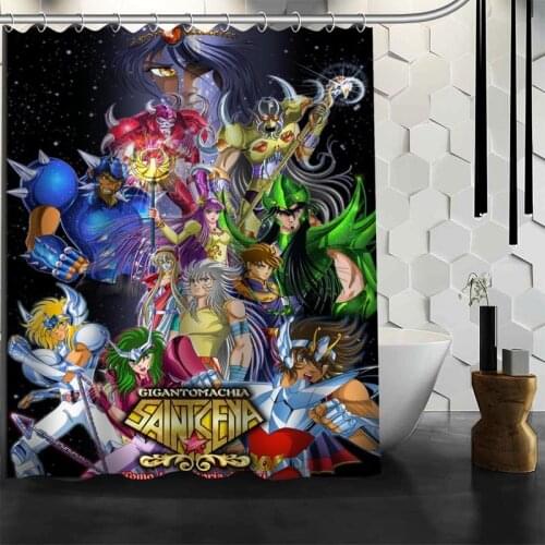Best Sell De Saint Seiya Anime Shower Curtain Polyester Fabric Printing Bathroom Curtain Waterproof Bathroom Products With Hook