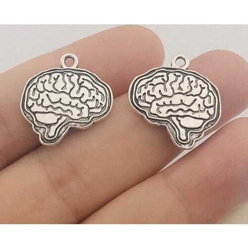 JINDINSP 5pcs 21x23mm Antique Silver Color Brain Charms Pendant For Jewelry Making DIY Jewelry Findings