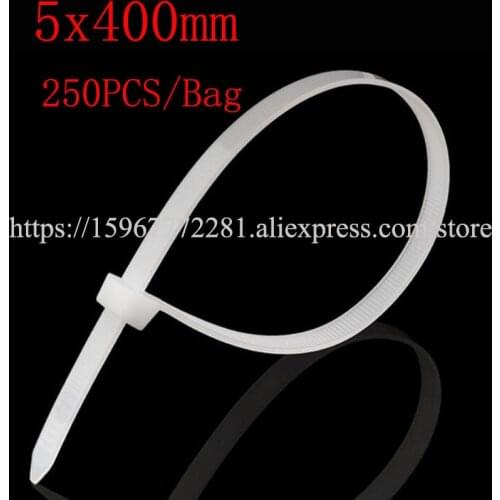 250PCS Self-locking Nylon Cable Ties 5x400mm cable tie Assorted multicolor Plastic Zip Tie Loop Wire Wrap Zip Ties Many colors