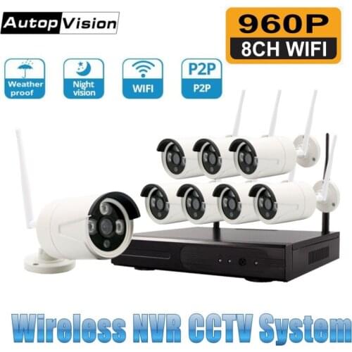 8CH 960P HDMI WiFi NVR Kit 8PCS 1.3MP CCTV Wireless IP Camera IR Outdoor Weatherproof Security Surveillance System Kits